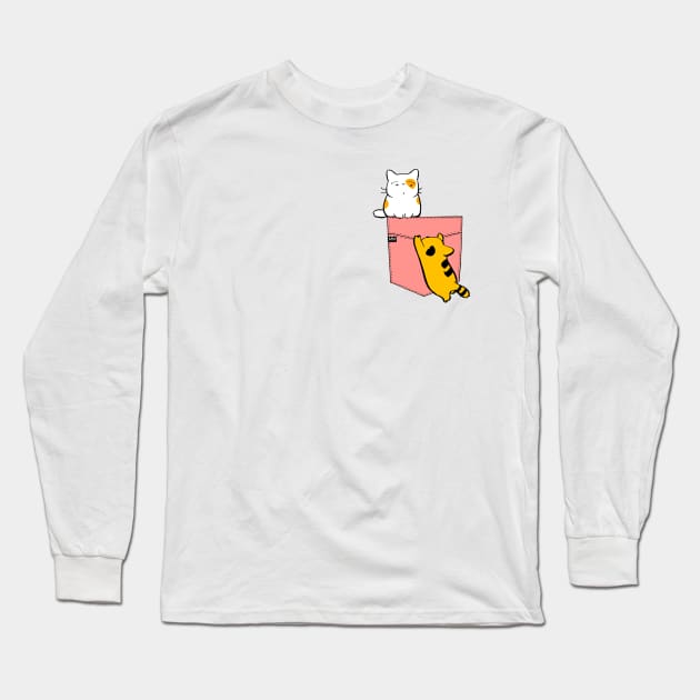 FALLING CAT POUCHIE SHIRT - In Pocket Long Sleeve T-Shirt by MMTees
